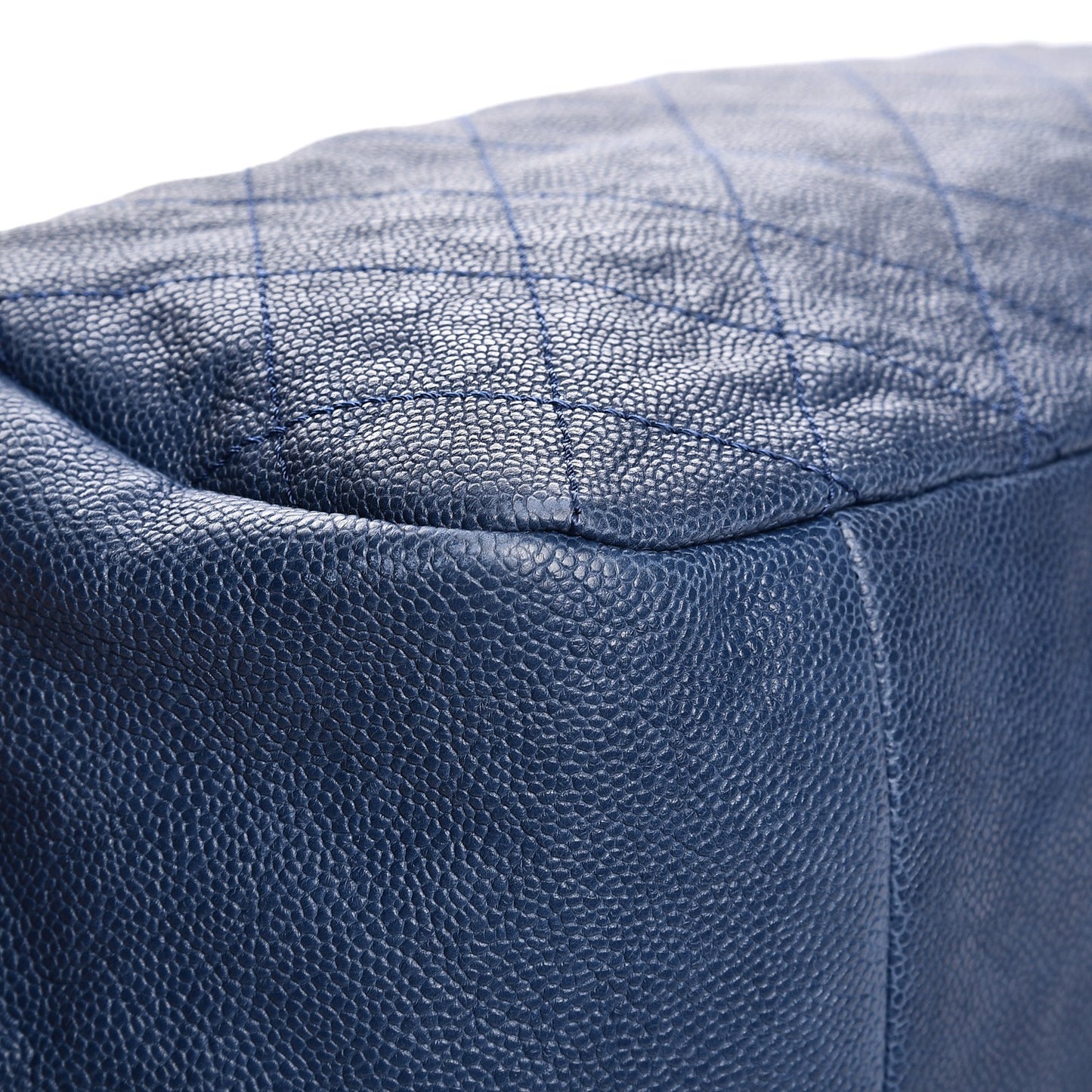 Caviar Quilted Framed Bowling Bag Blue