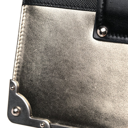 Prada Metallic City Calf Saffiano Cahier Bag Pirite Black 13 of 13