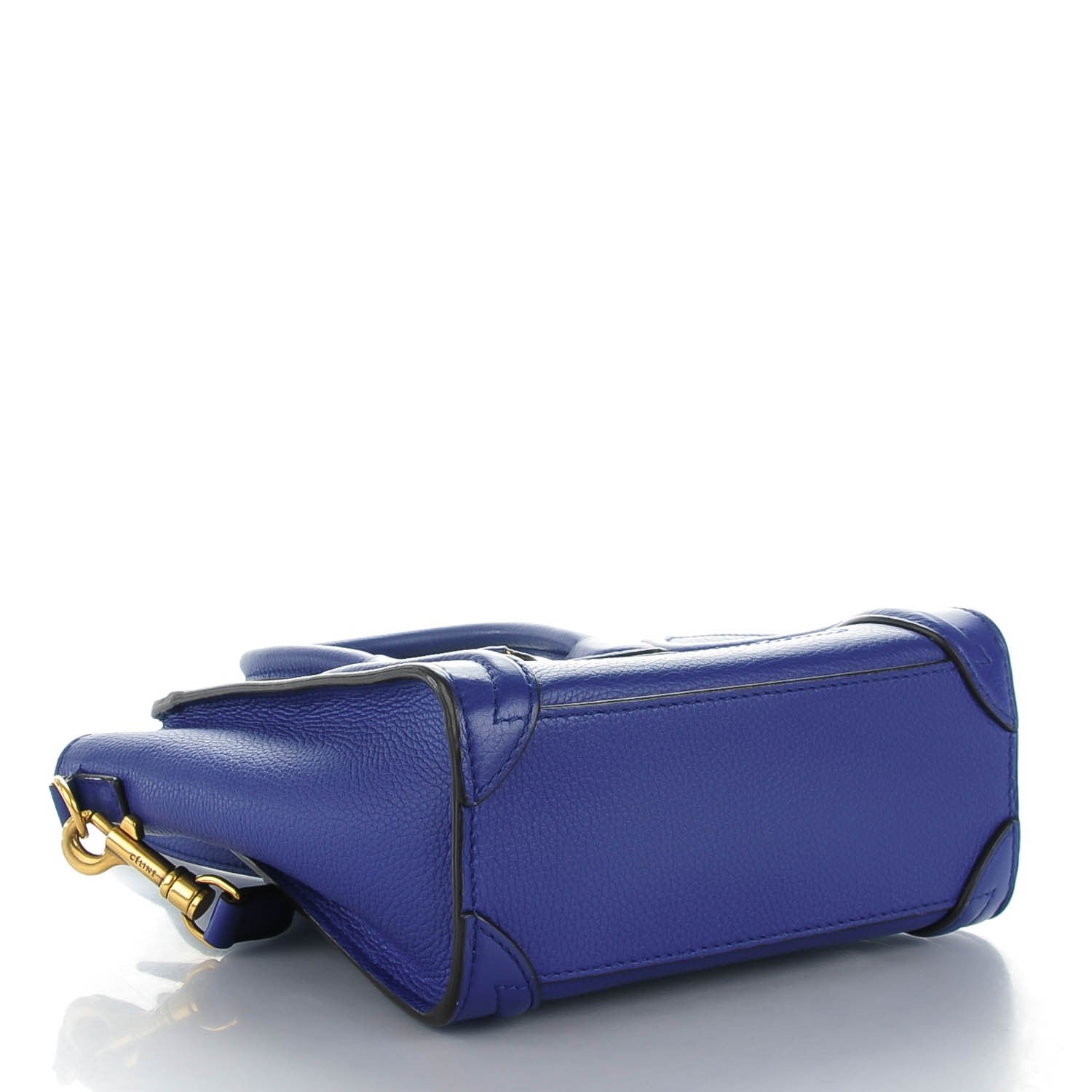 Celine Drummed Calfskin Nano Luggage Indigo 4 of 6