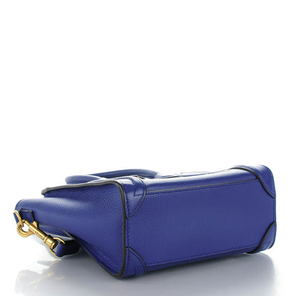Celine Drummed Calfskin Nano Luggage Indigo 4 of 6