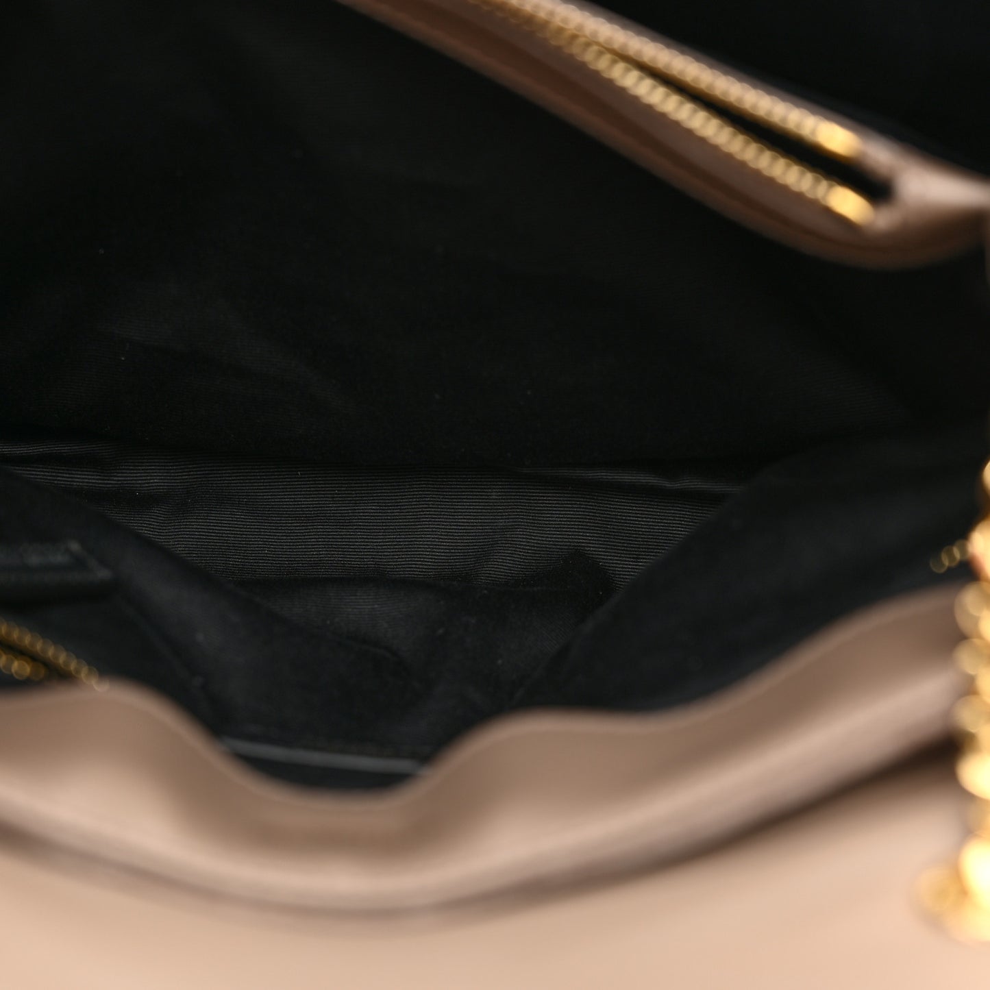 Suede Y Quilted Monogram Medium Loulou Chain Satchel Taupe