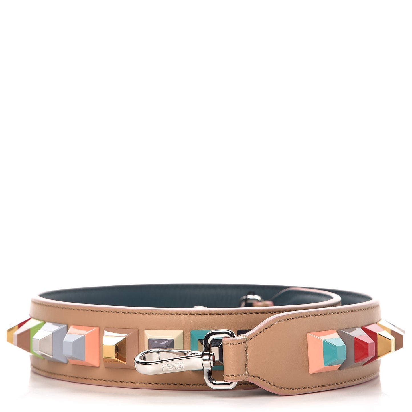 Vitello Dolce Plexiglass Bi-Color Studded Strap You Cuoio Oceano Multicolor