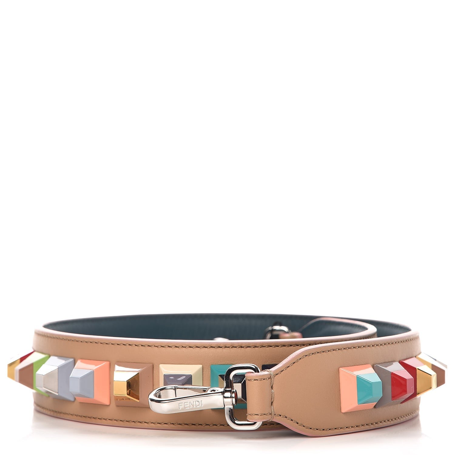 Fendi Vitello Dolce Plexiglass Bi-Color Studded Strap You Cuoio Oceano Multicolor 1 of 4