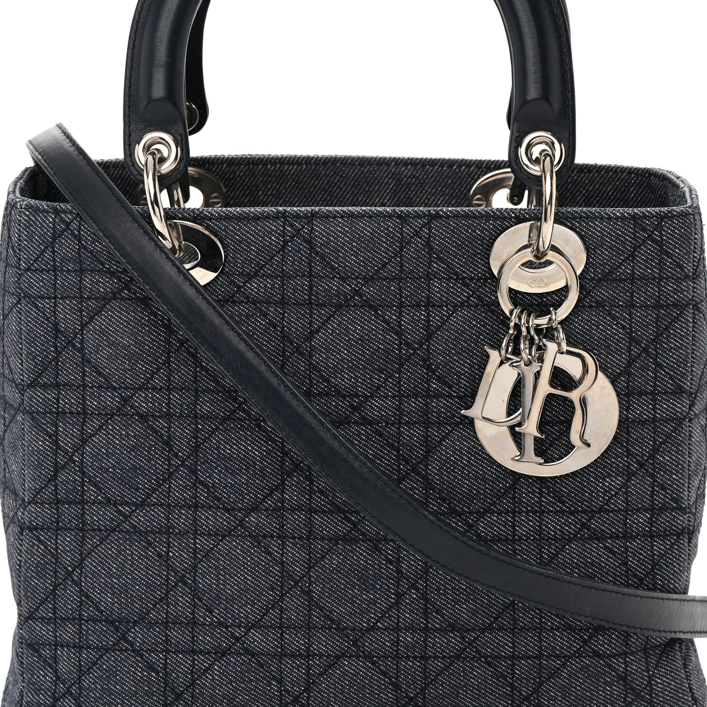 Denim Cannage Medium Lady Dior Black