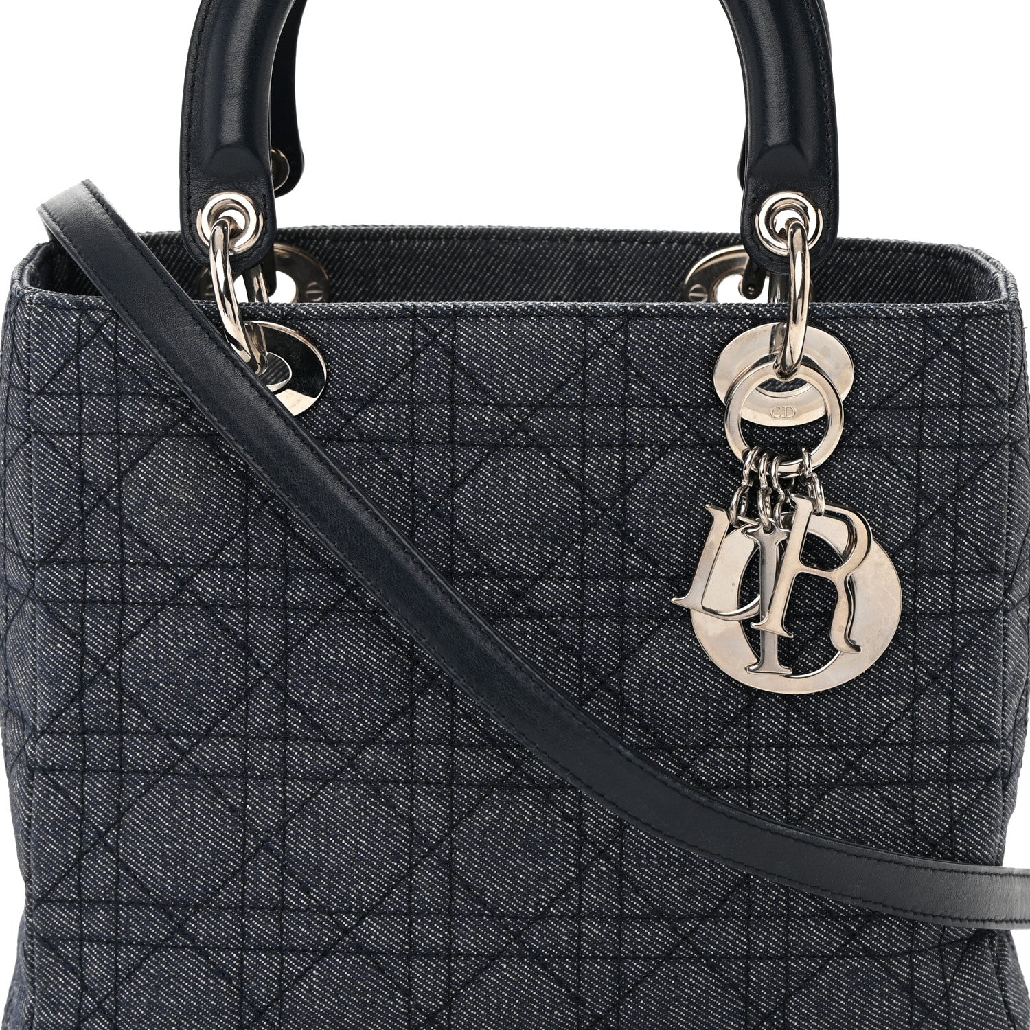 Christian Dior Denim Cannage Medium Lady Dior Black 8 of 21
