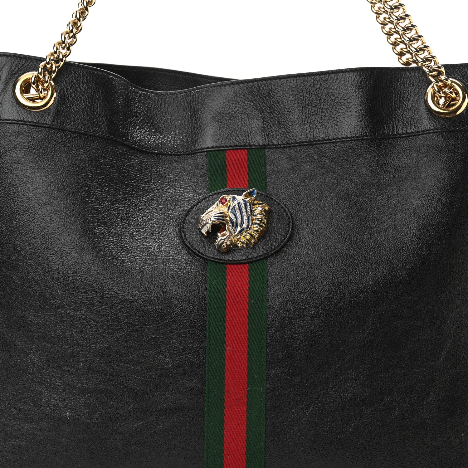 Gucci Calfskin Large Rajah Chain Tote Black 9 of 17