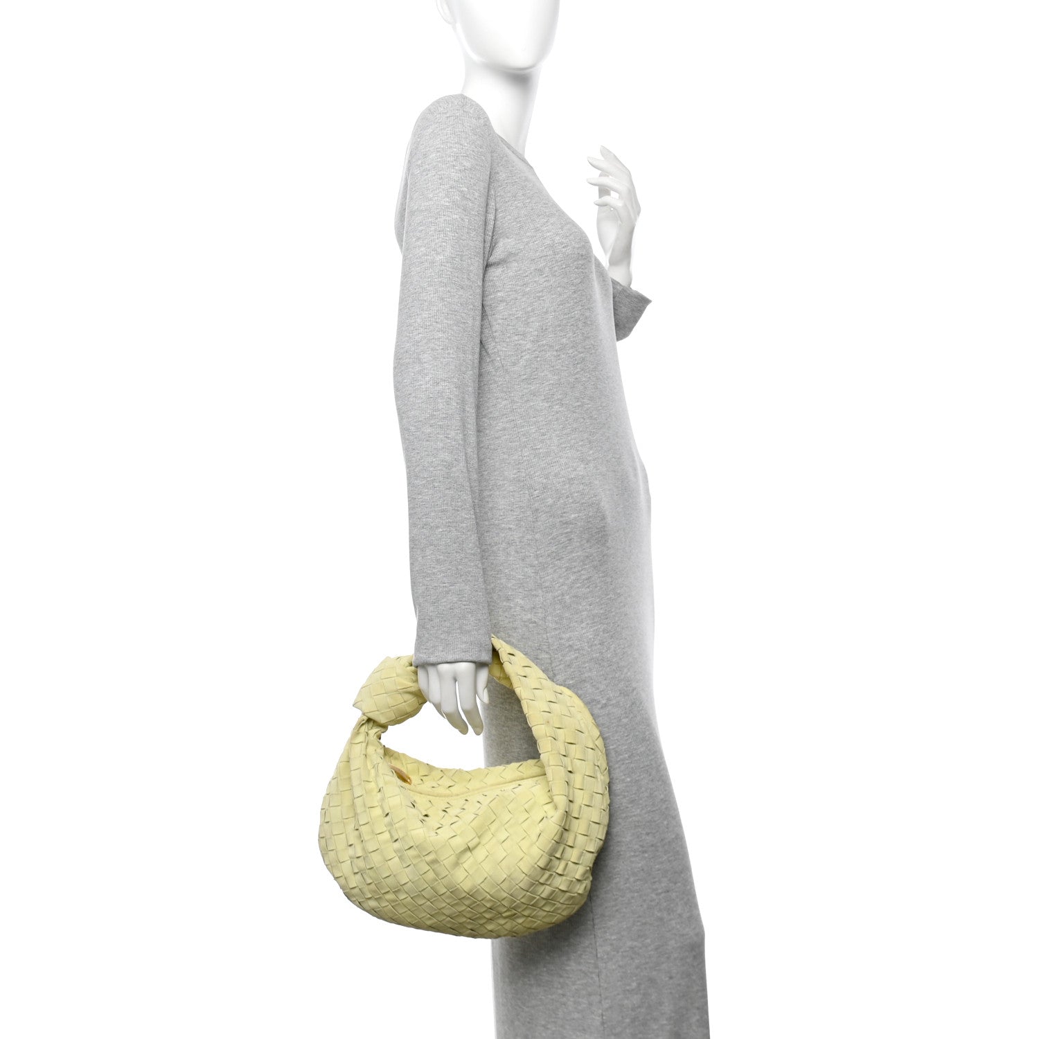 Bottega Veneta Suede Calfskin Intrecciato Teen Jodie Hobo Lemon Wash 2 of 12