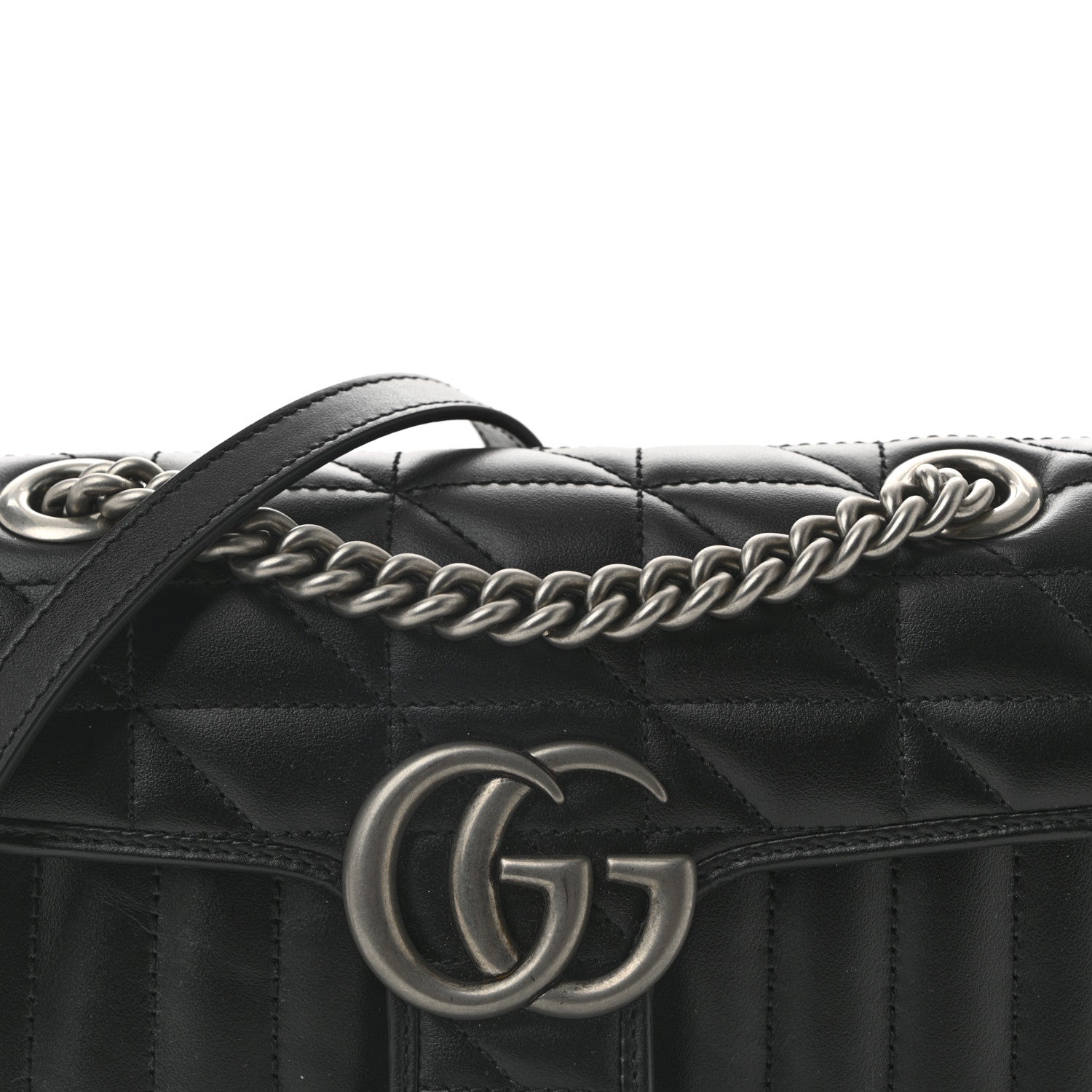 Gucci Calfskin Matelasse Aria Mini GG Marmont Shoulder Bag Black 8 of 10