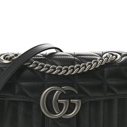Gucci Calfskin Matelasse Aria Mini GG Marmont Shoulder Bag Black 8 of 10