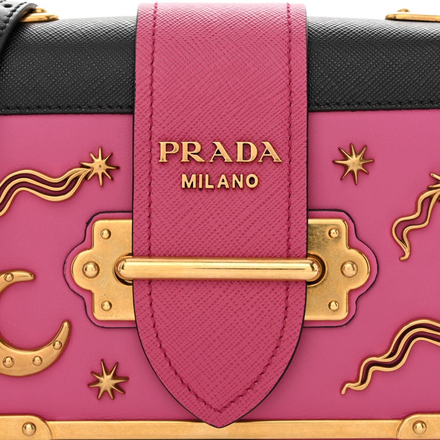 City Calf Saffiano Astrology Cahier Bag Fuxia Black