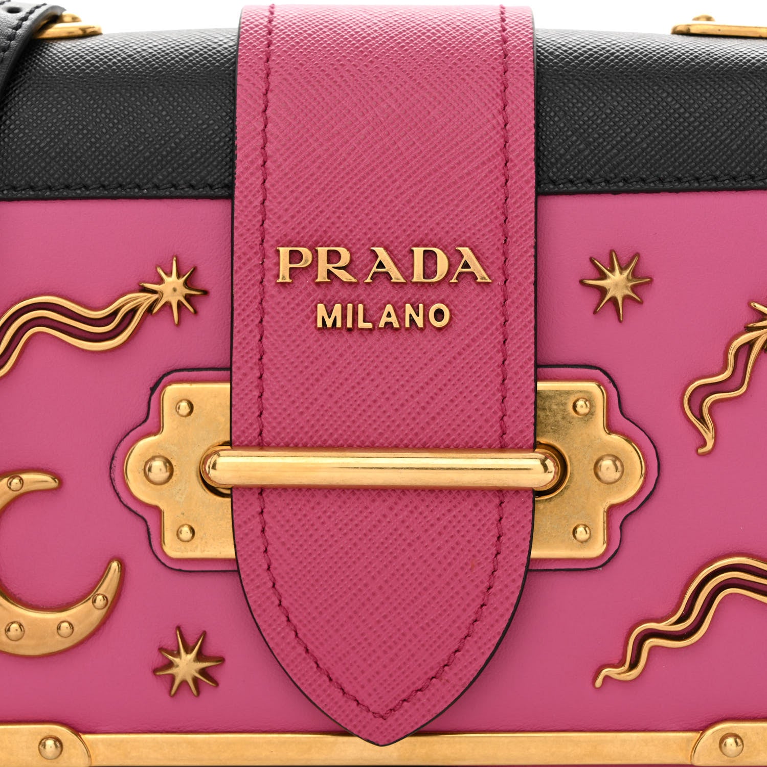 Prada City Calf Saffiano Astrology Cahier Bag Fuxia Black 8 of 11