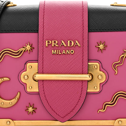 Prada City Calf Saffiano Astrology Cahier Bag Fuxia Black 8 of 11