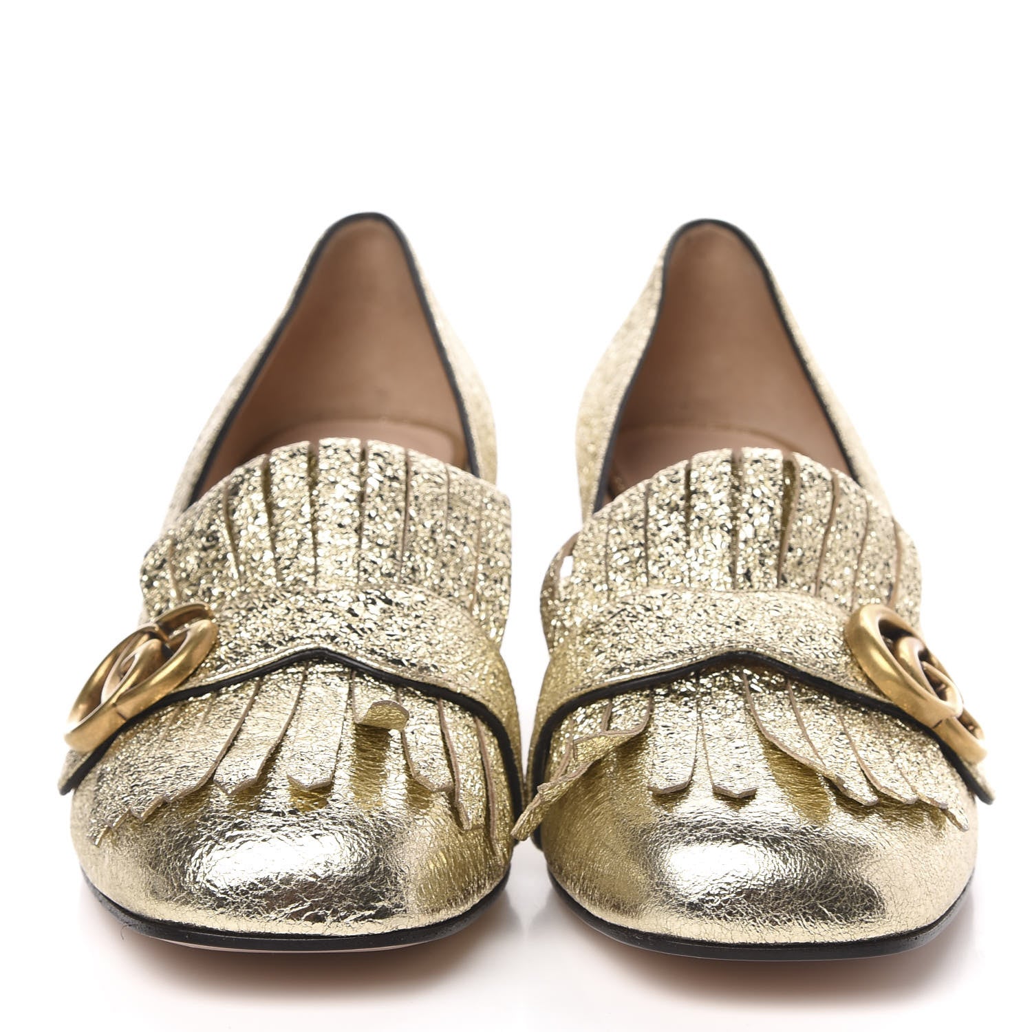 Gucci Galassia GG Marmont Fringe 50mm Loafer Pumps 40 Platino 2 of 9
