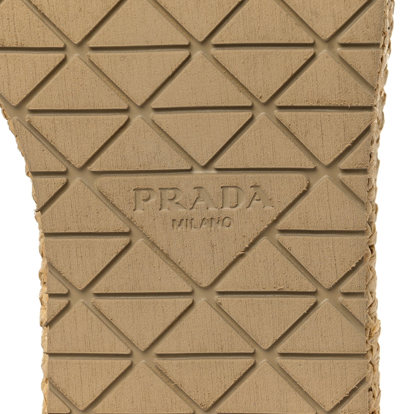 Raffia Metal Triangle Logo Woven Flatform 35mm Slide Sandals 38 Naturale