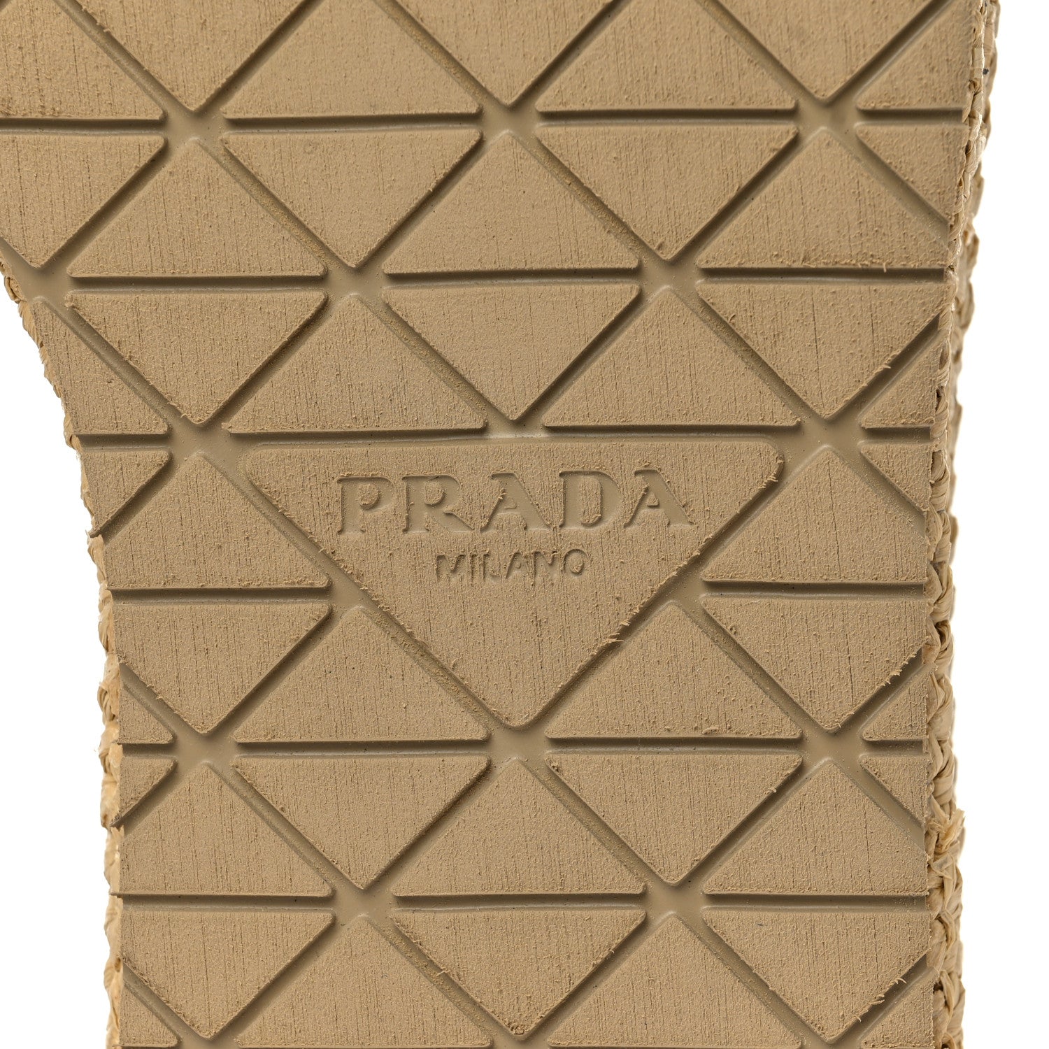 Prada Raffia Metal Triangle Logo Woven Flatform 35mm Slide Sandals 38 Naturale 6 of 8