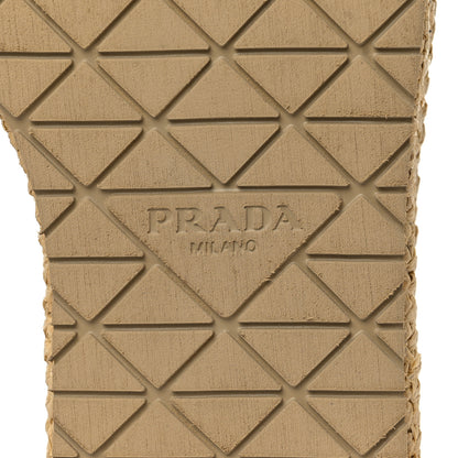 Prada Raffia Metal Triangle Logo Woven Flatform 35mm Slide Sandals 38 Naturale 6 of 8