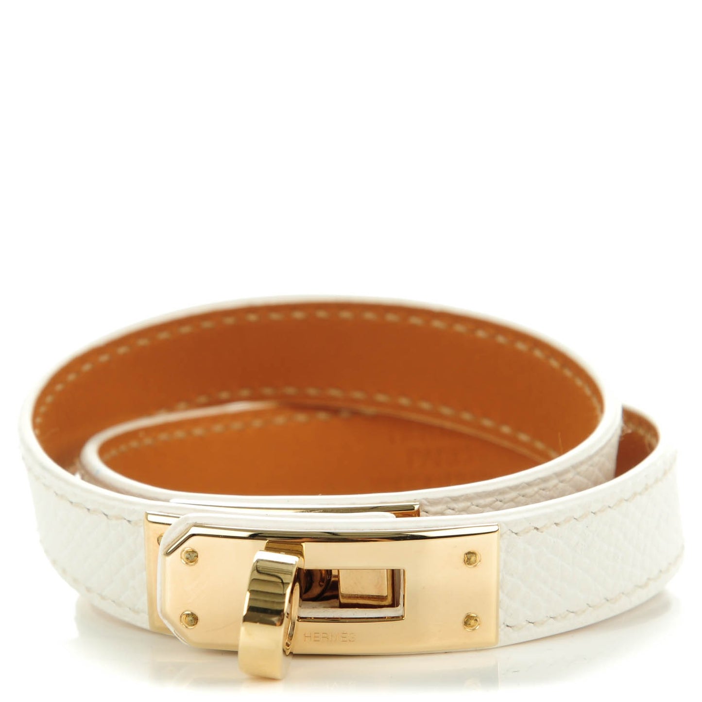 Epsom Kelly Double Tour Bracelet S White