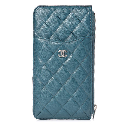 Chanel Caviar Quilted Classic Flat Wallet Pouch Dark Turquoise 1 of 8