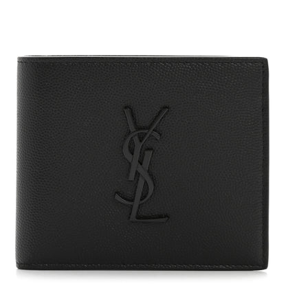 Saint Laurent Grain De Poudre Monogram Monochrome East West Cassandre Bifold Wallet Black 2 of 18
