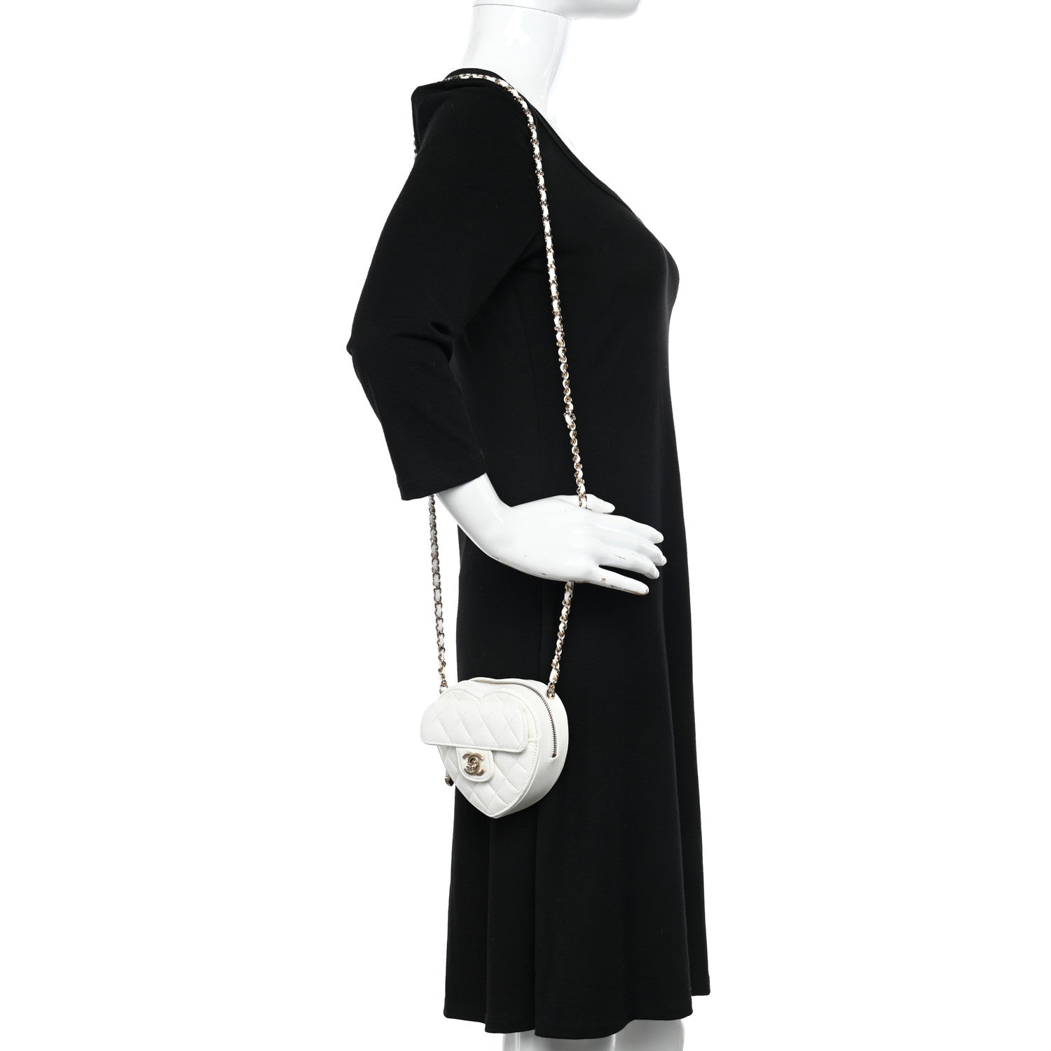 Chanel Lambskin Quilted CC In Love Heart Clutch With Chain White 2 of 10