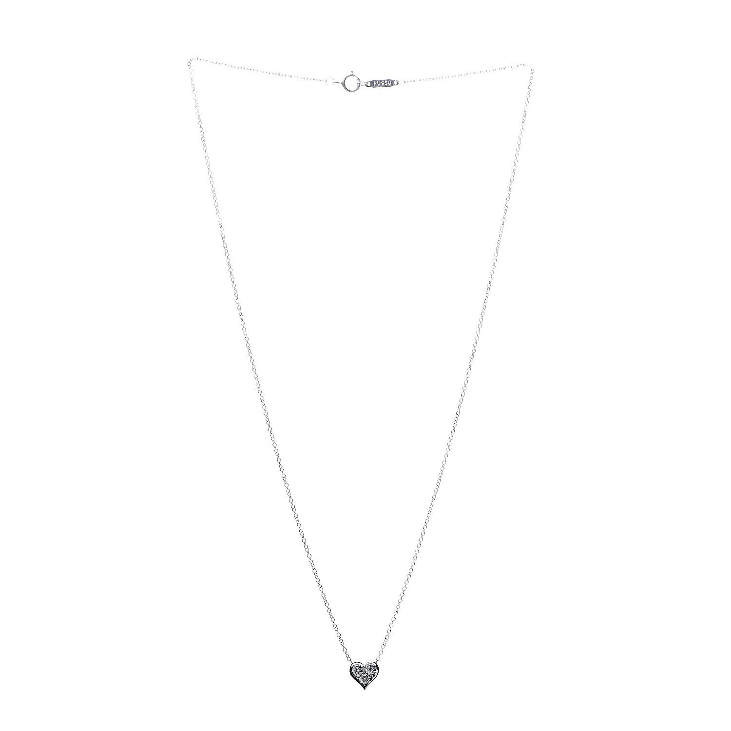 Tiffany Platinum Diamond Heart Pendant Necklace 2 of 5