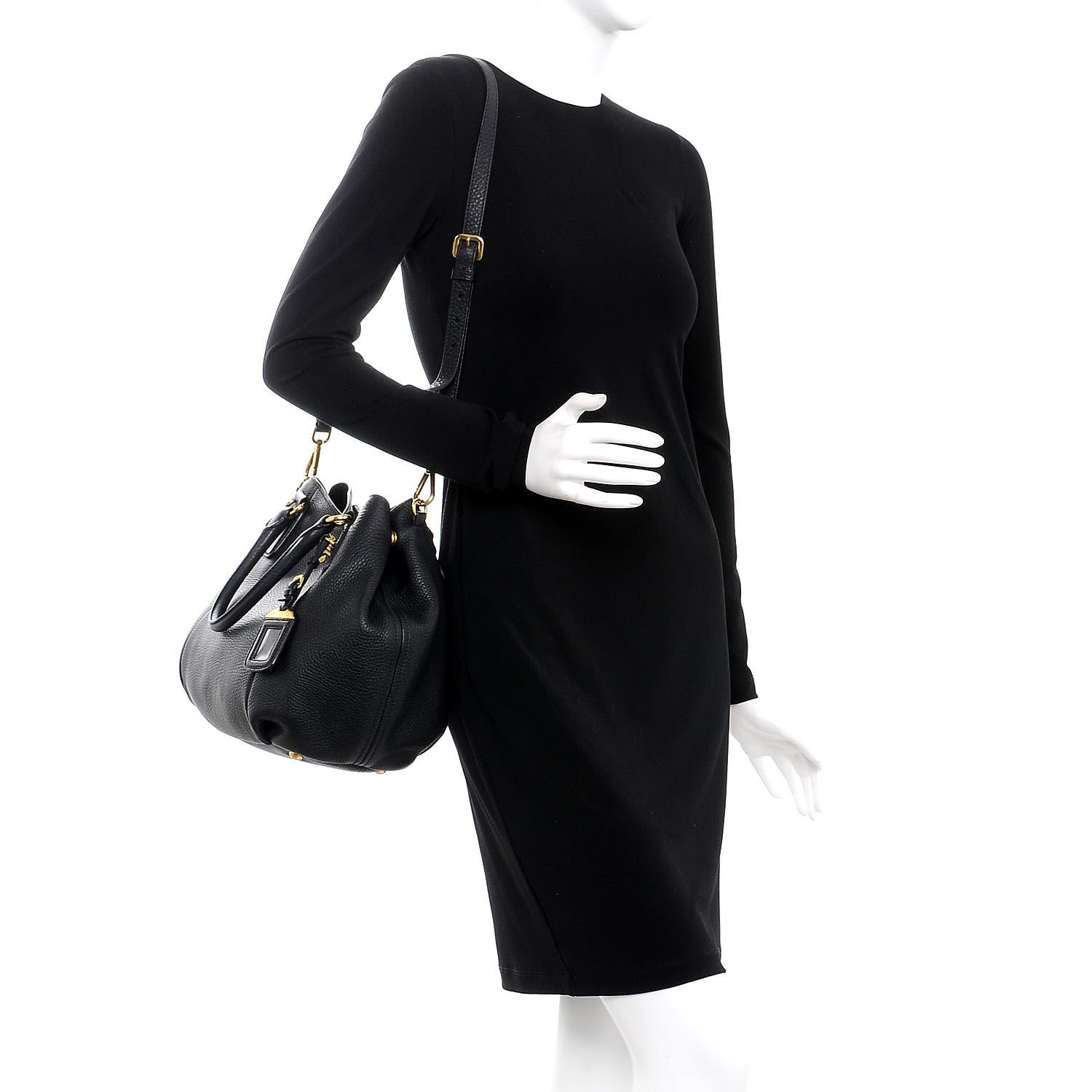 Prada Vitello Daino Shoulder Bag Nero Black 2 of 8