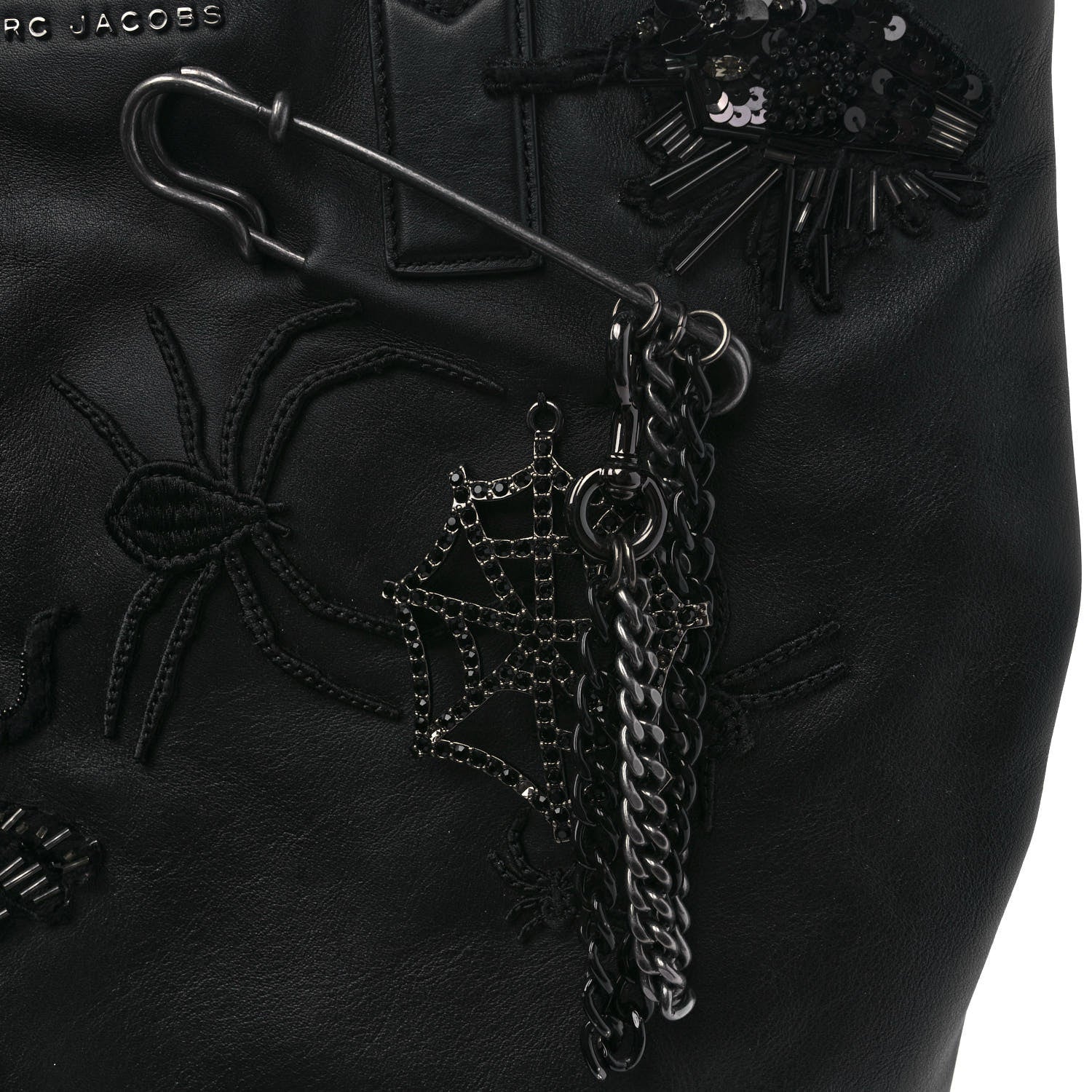 Marc Jacobs Calfskin Large Wingman Badges Shopping Tote Black 11 of 12