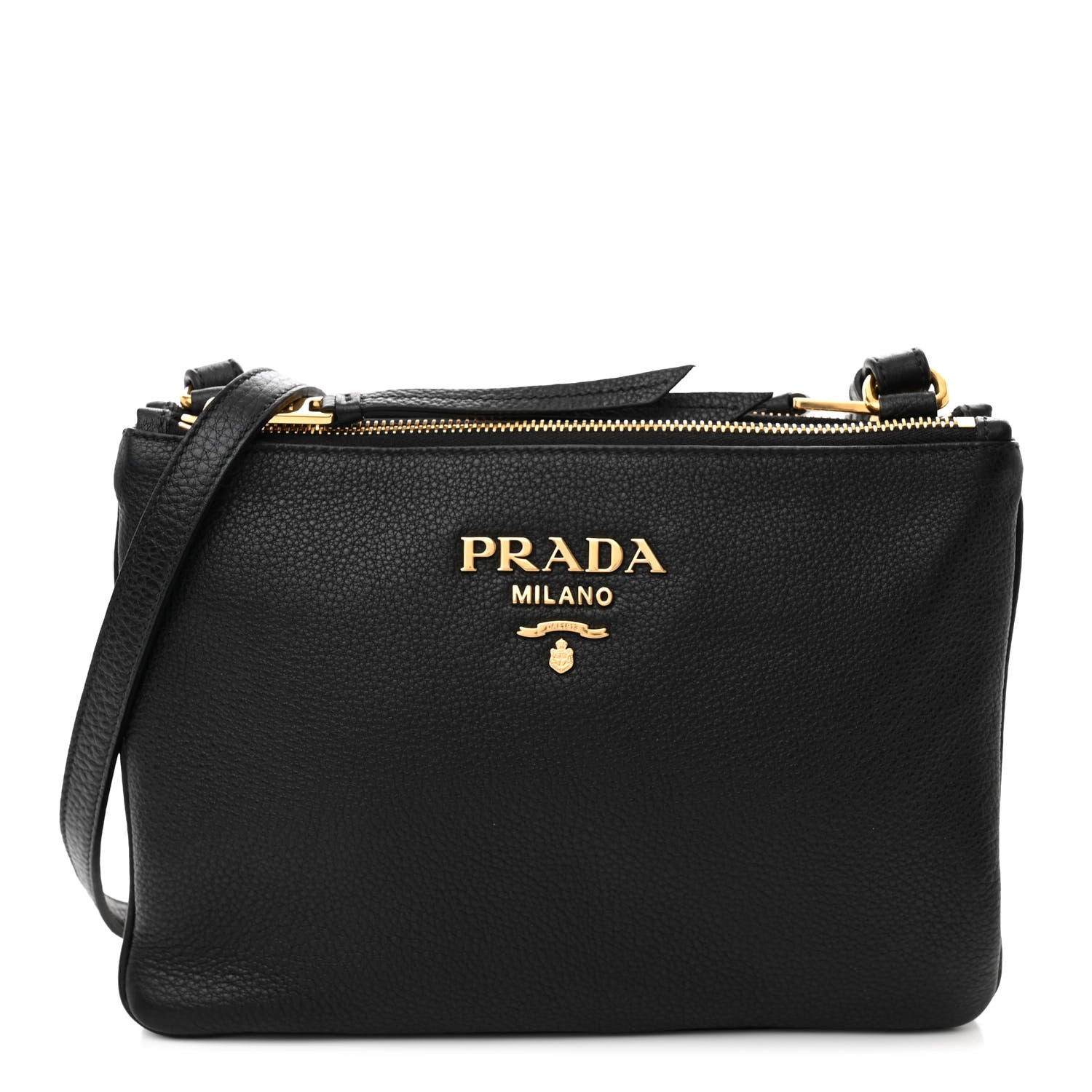 Prada Vitello Phenix Double Zip Crossbody Bag Black 1 of 11