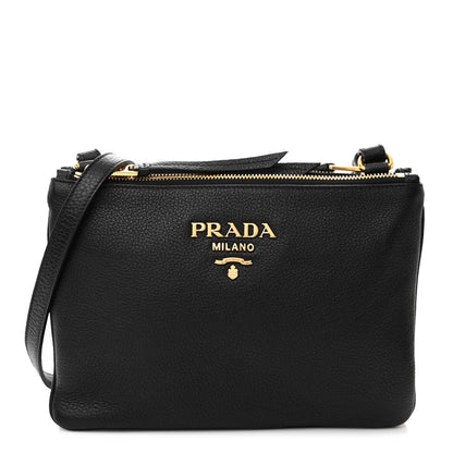 Prada Vitello Phenix Double Zip Crossbody Bag Black 1 of 11