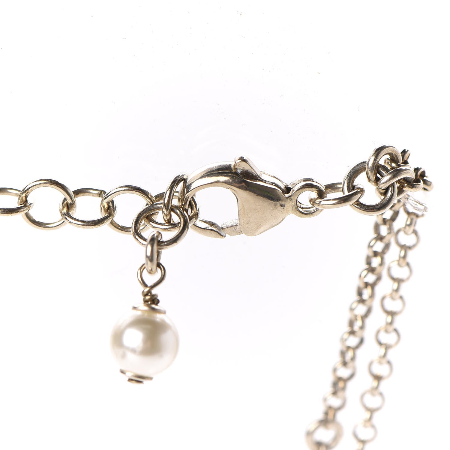 Chanel Pearl Crystal Flower CC Necklace Gold 6 of 11