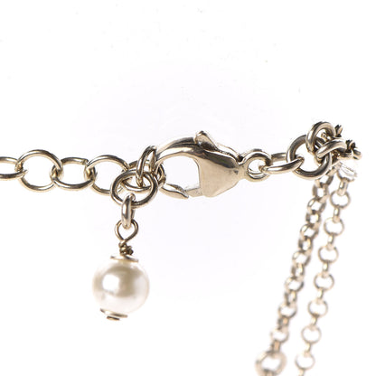 Chanel Pearl Crystal Flower CC Necklace Gold 6 of 11
