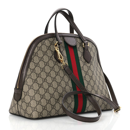 Gucci GG Supreme Monogram Web Medium Ophidia Top Handle Dome Bag Brown 3 of 15