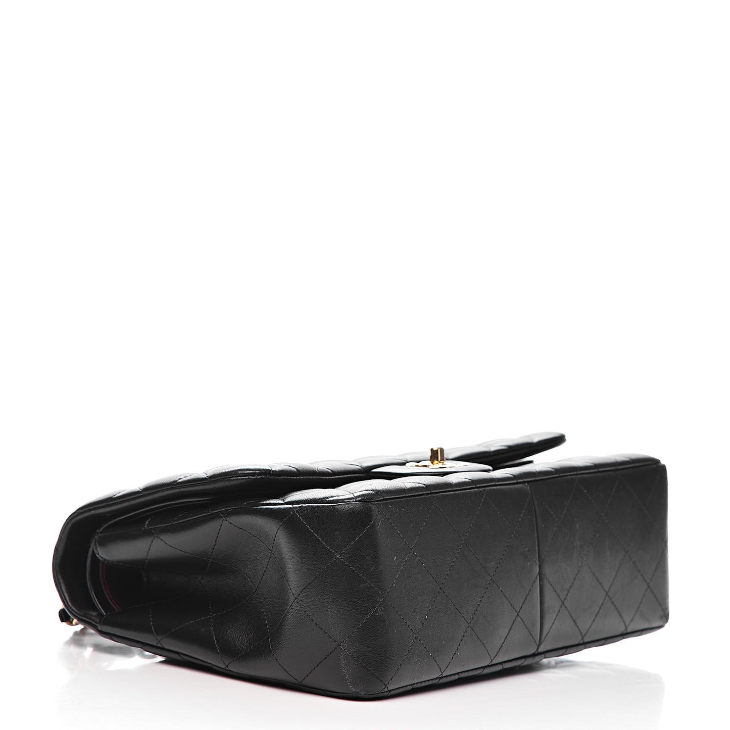 Lambskin Quilted Jumbo Double Flap Black