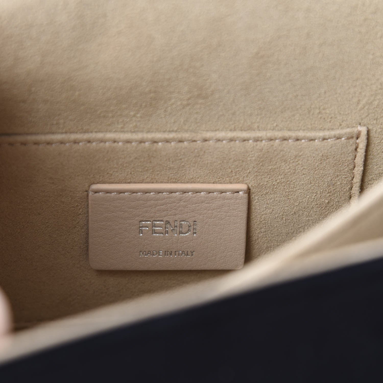 Fendi Velvet Vitello Liberty Crystal Logo Lace Up Small Kan I Shoulder Bag Black 8 of 10