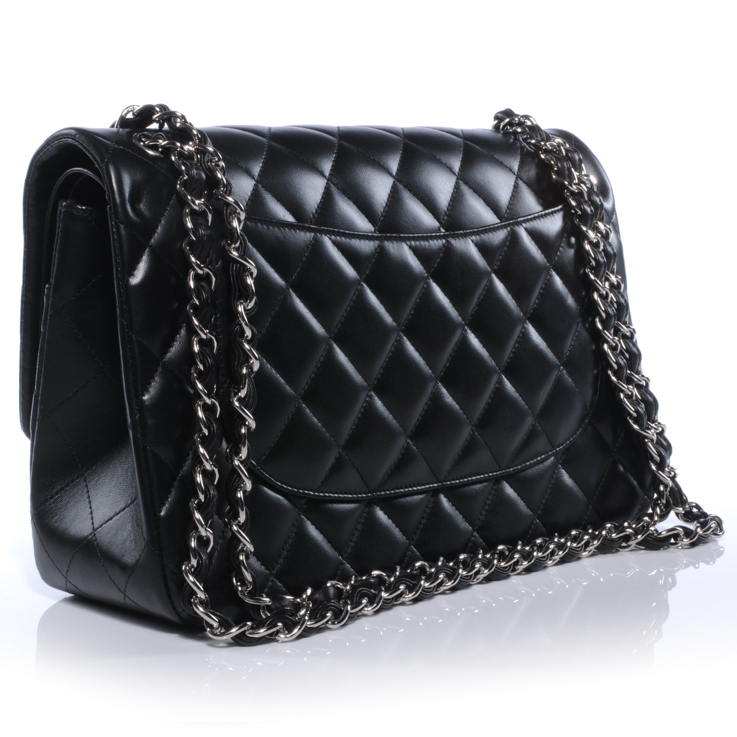 Lambskin Jumbo Double Flap Black