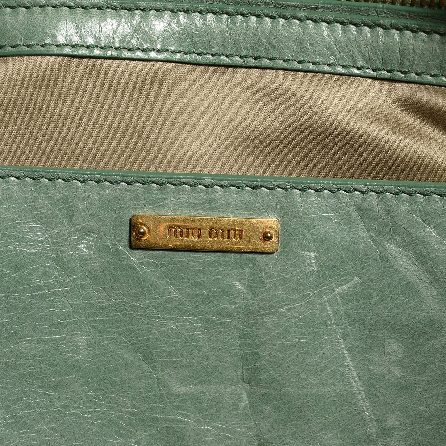 Vitello Shine Double Zip Tote Agave