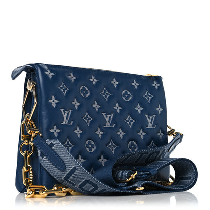 Louis Vuitton Lambskin Embossed Monogram Coussin PM Denim Blue 3 of 12