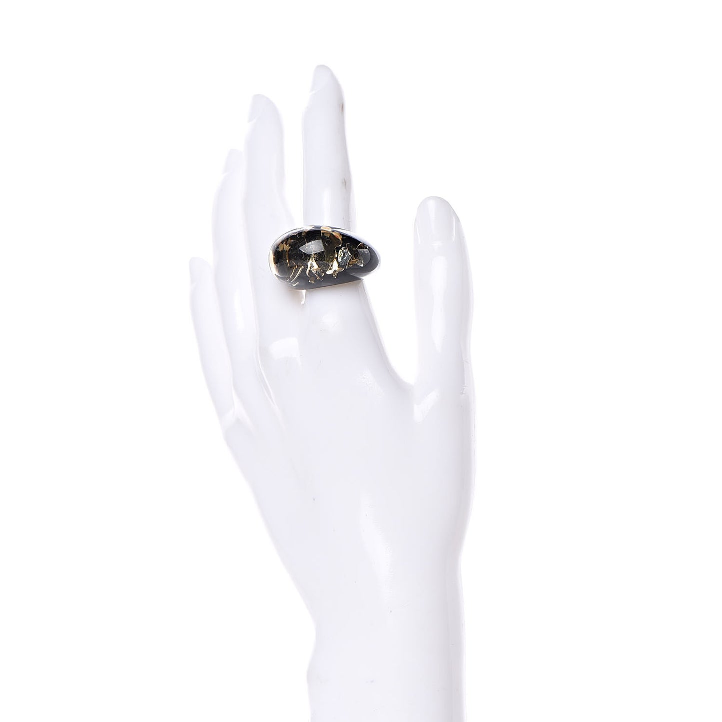 Resin Swarovski Crystal Inclusion Ring M Black