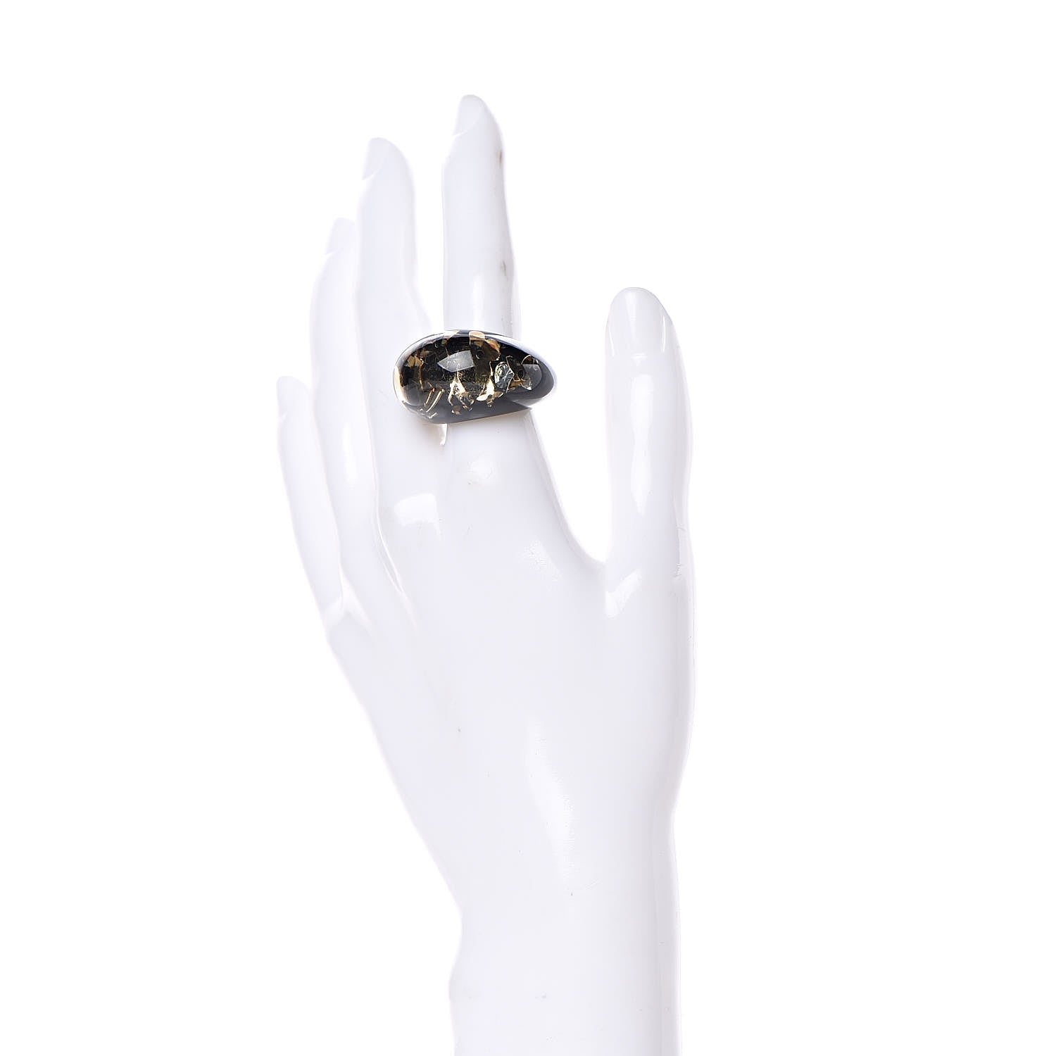 Louis Vuitton Resin Swarovski Crystal Inclusion Ring M Black 2 of 5