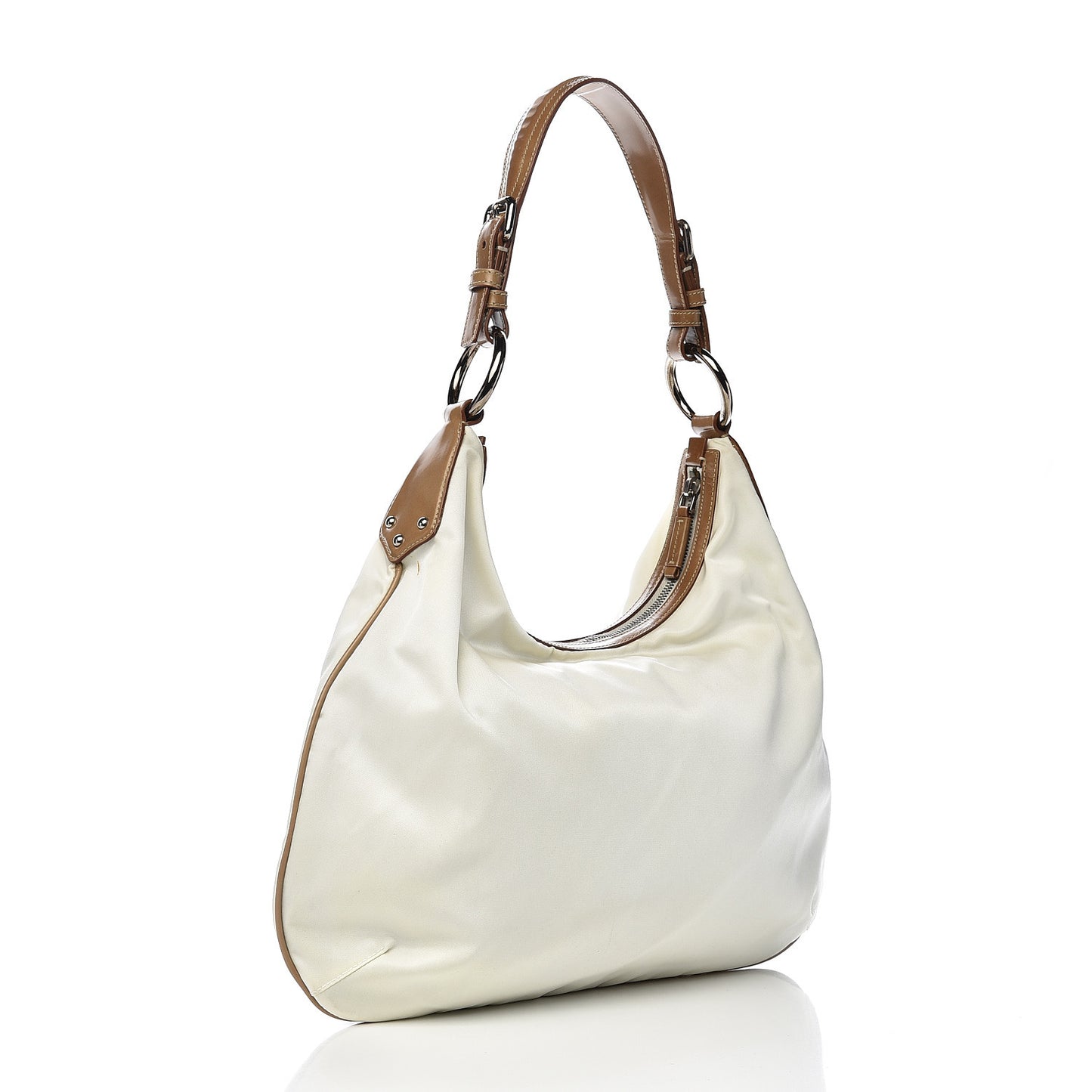 Tessuto Nylon Logo Sacca White Cammello
