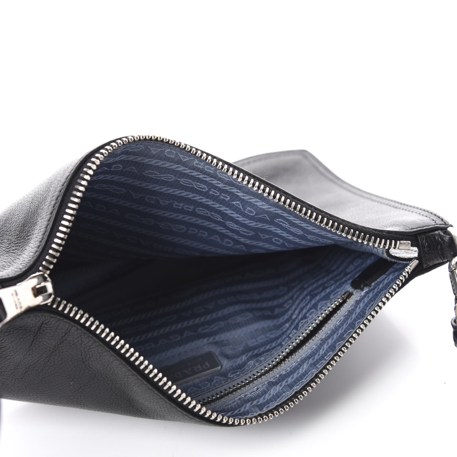 Prada Glace Calf Etiquette Clutch Black 5 of 9