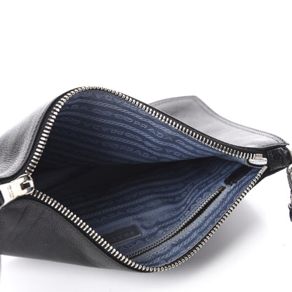 Prada Glace Calf Etiquette Clutch Black 5 of 9