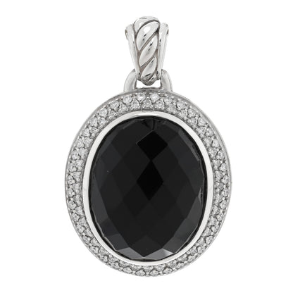 David Yurman Sterling Silver Diamond Black Onyx 22mm Oval Albion Pendant 1 of 3