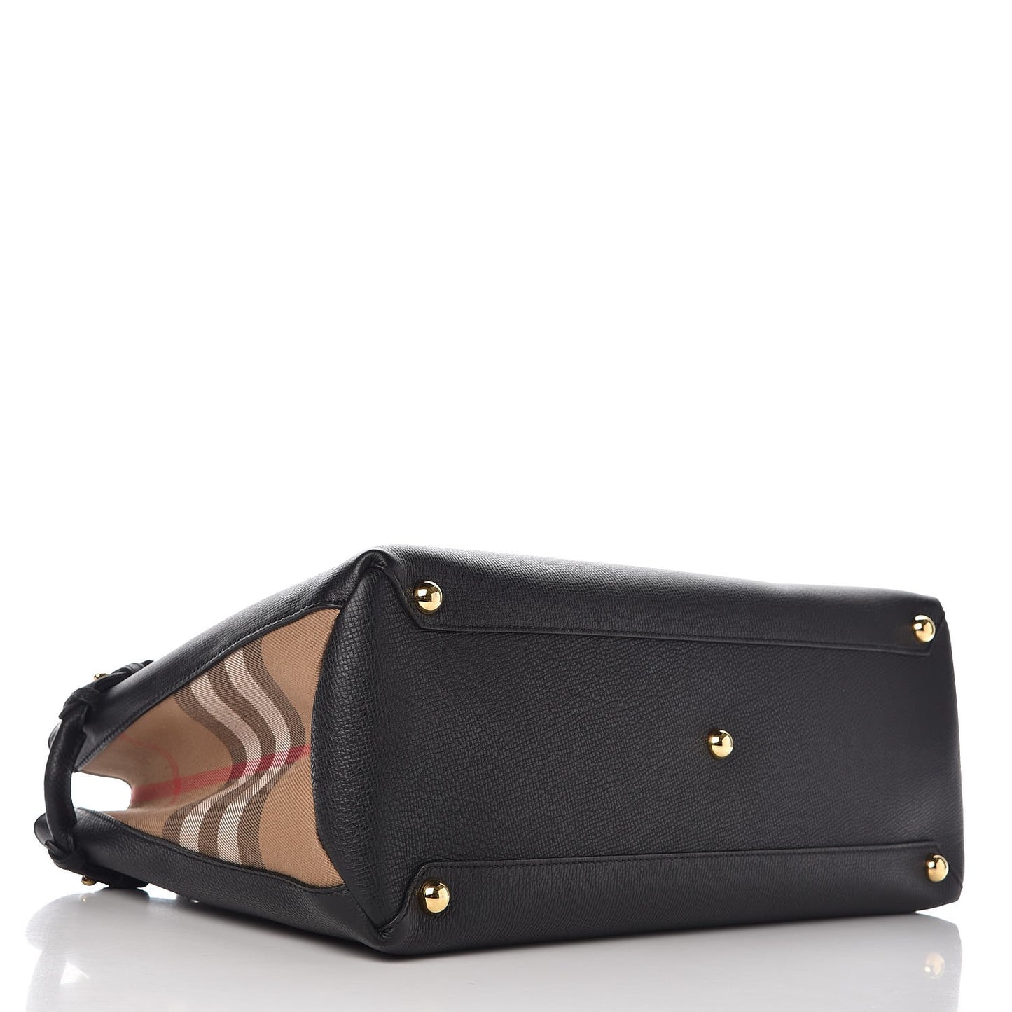 Grainy Calfskin House Check Large Banner Tote Black