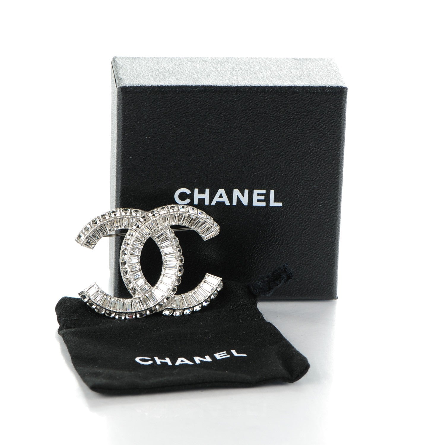 Chanel Baguette Crystal CC Brooch Silver 5 of 5
