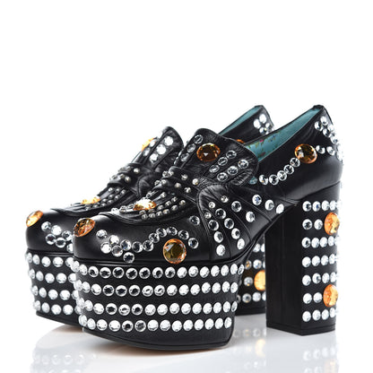 Gucci Malaga Kid Crystal Amilna Platform Loafer 36.5 Black 3 of 11