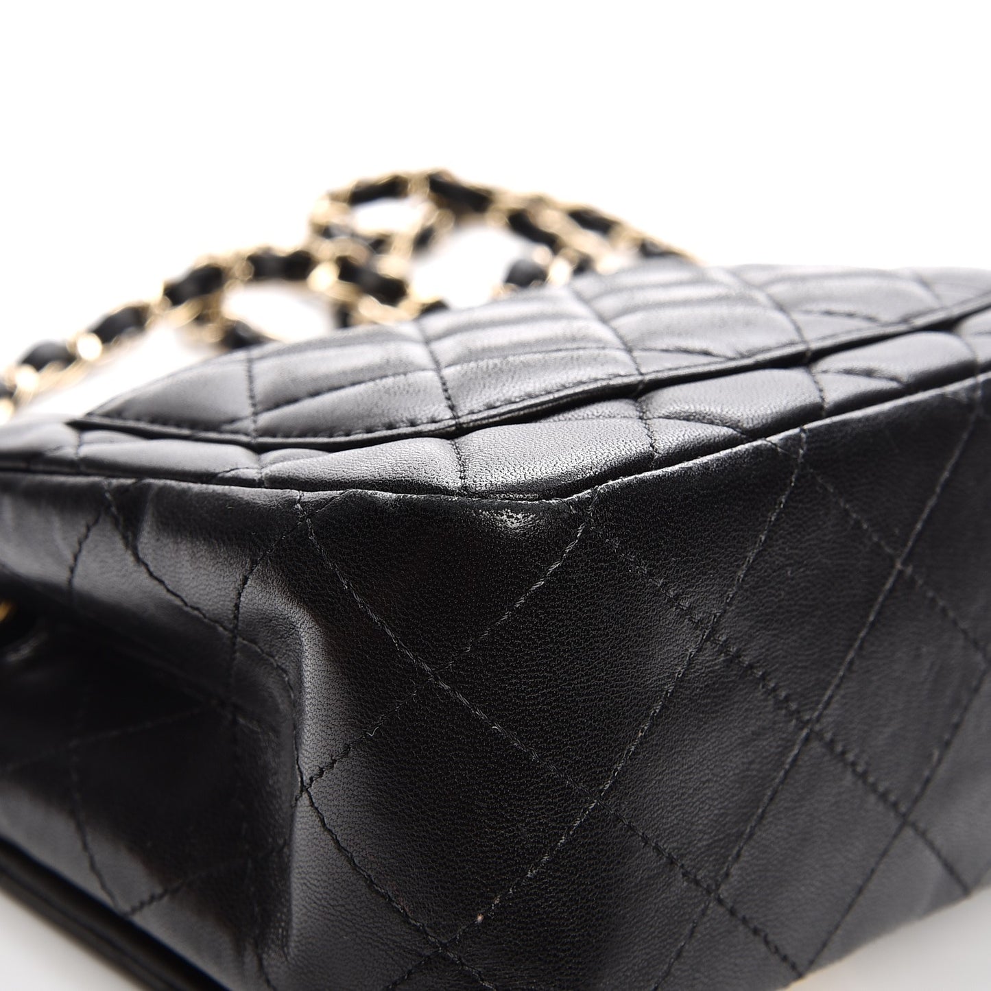 Lambskin Quilted Mini Square Flap Black