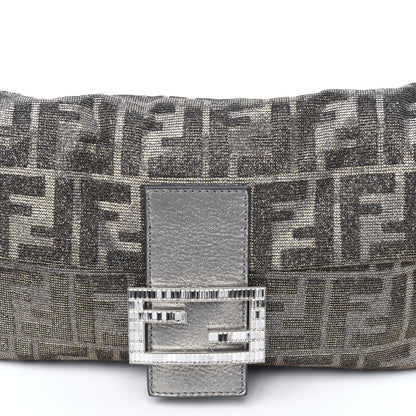 Fendi Metallic Lurex Zucca Vitello Baguette Oro Argento 7 of 11