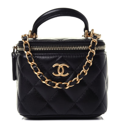 Chanel Lambskin Quilted Top Handle Mini Vanity Case With Chain Black 1 of 4