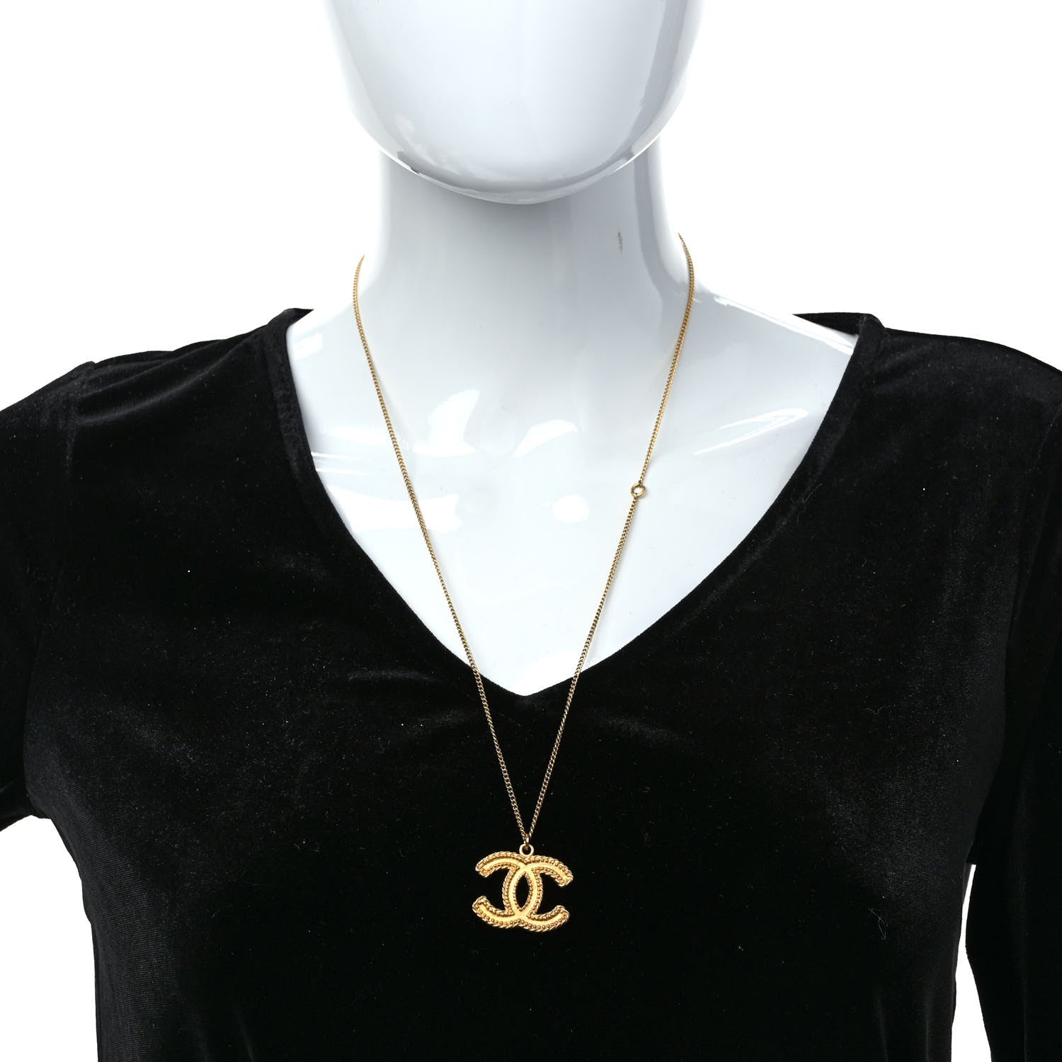 Chanel Metal CC Necklace Matte Gold 2 of 4